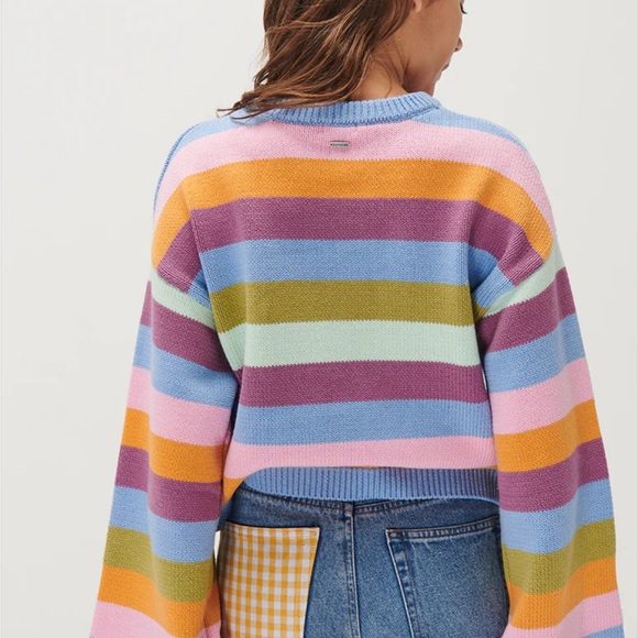 GHANDA JESSIE MULTI COLOR STRIPED CROPPED KNIT SWEATER NWT - Picture 2 of 14